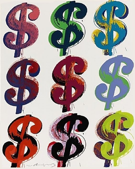 Andy Warhol | Dollar Sign $ | 9 Pieces 285 | 1982 | Image of Artists' work.