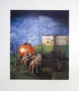 William Wegman | 6 Pups And The Pumpkin Carriage | 1994 | Image of Artists' work.
