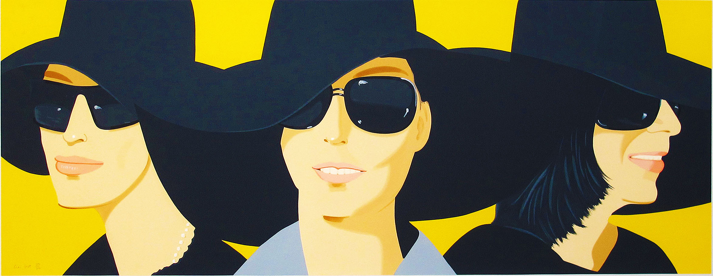 Alex Katz | Black Hats IV | Figure | Yellow | Portrait | Hat