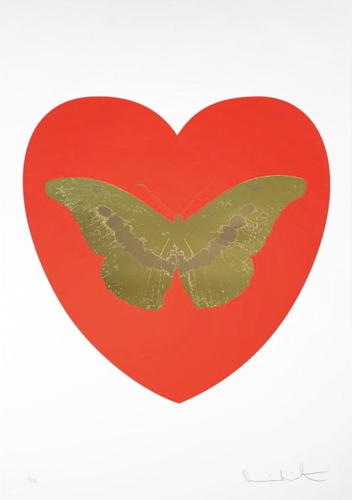 Damien Hirst | I Love You - Red/Oriental Gold/Cool Gold | 2015