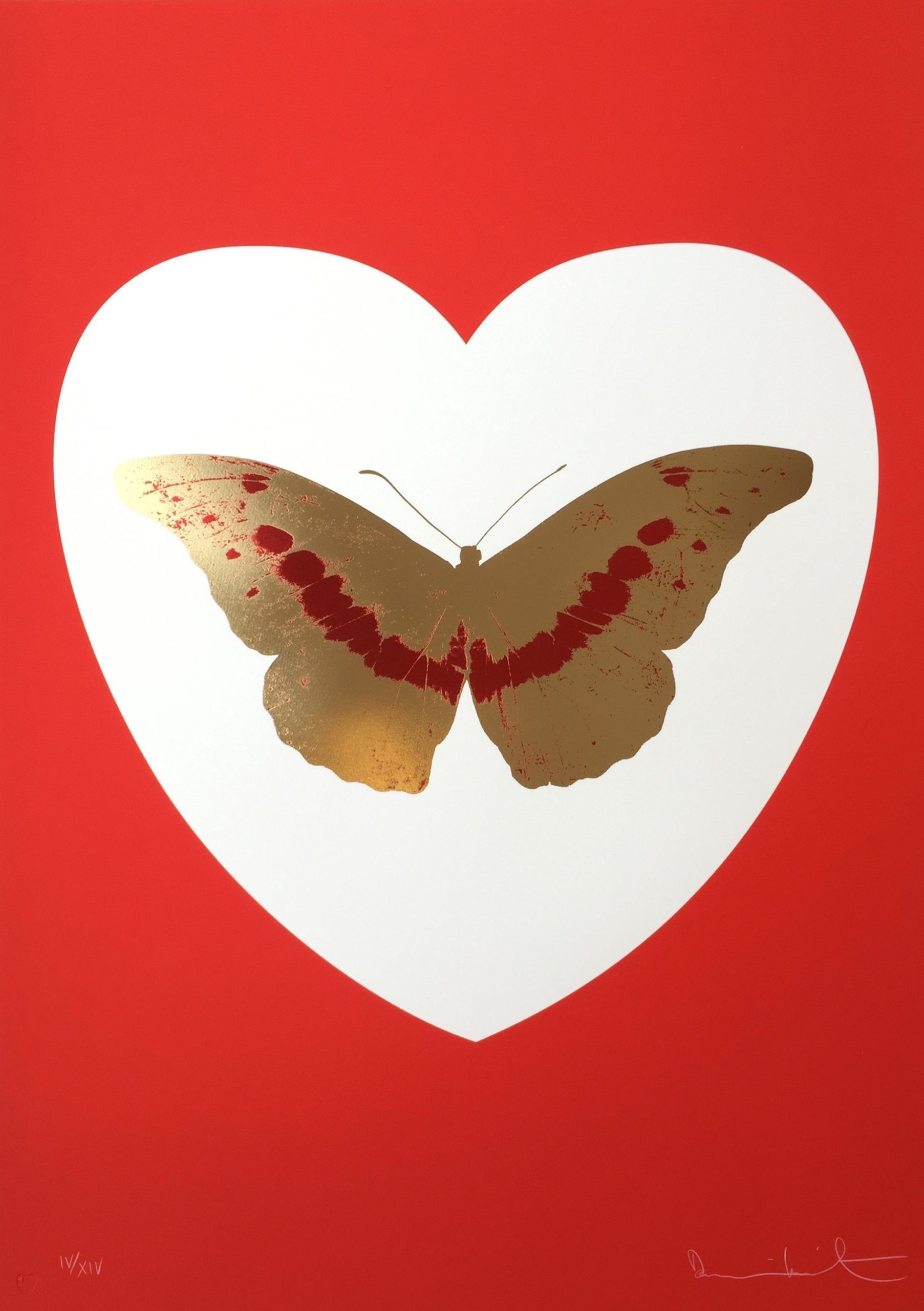 Damien Hirst | I Love You | White/Red/Cool Gold/Poppy Red | 2015 | Image of Artists' work.