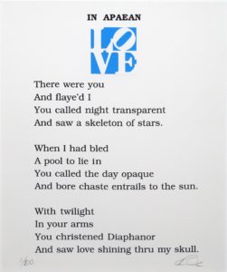 Robert Indiana | The Book of Love Poem | In Apaean | 1996 | Image of Artists' work.
