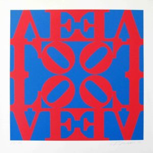 Robert Indiana | Love Wall | Red, Blue - O in center | 2008 | Image of Artists' work.