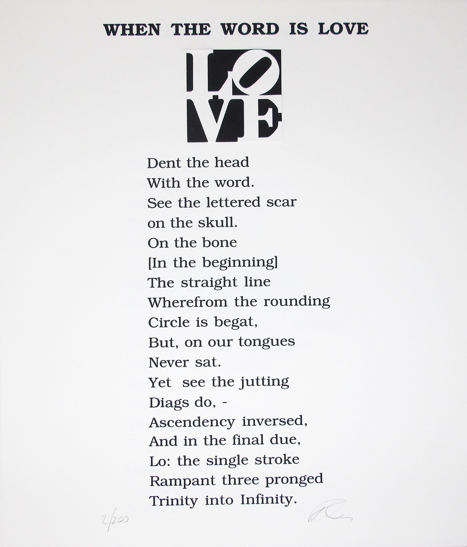 Robert Indiana | The Book of Love Poem | When the Word Is Love | 1996 | Image of Artists' work.