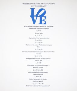 Robert Indiana | The Book of Love Poem | Wherefore the Punctuation of the Heart | 1996 | Image of Artists' work.