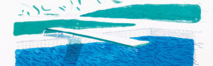 David Hockney | Lithograph of water made of lines, crayon, and two blue washes | Available for Sale