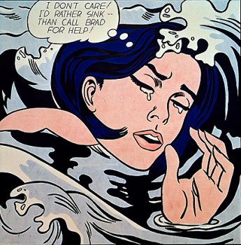 Pop Art uses comic book panels to reproduce melodrama.