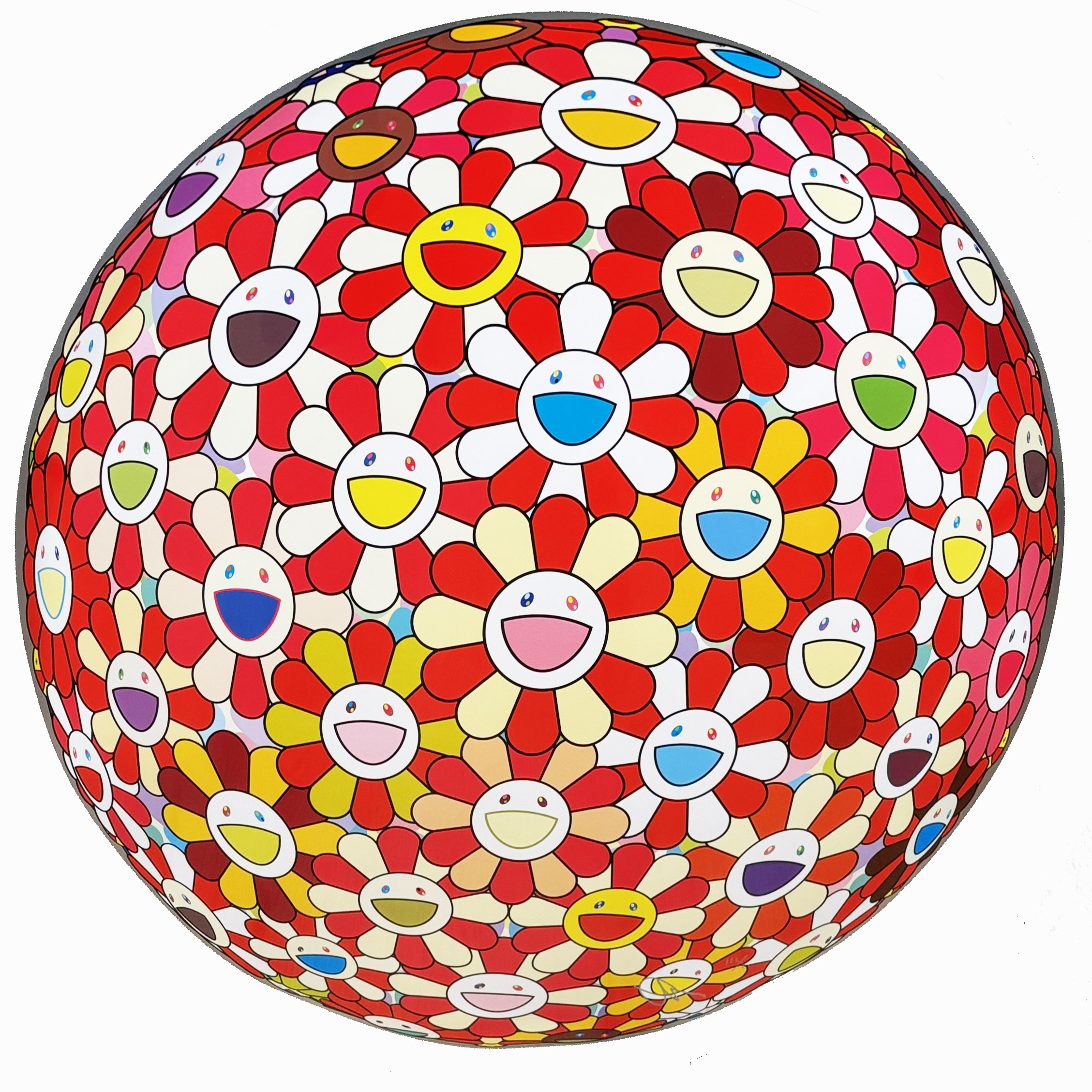 Takashi Murakami | Flowerball: Koi/Red-crowned Crane Vermilion | 2017