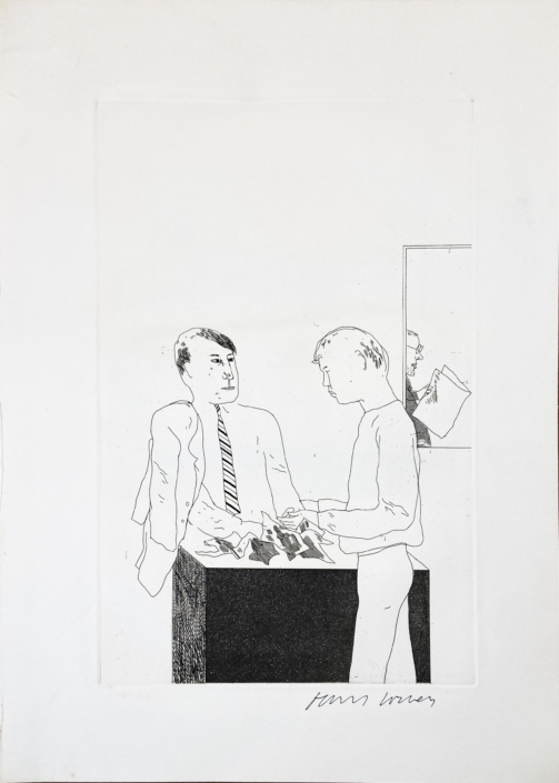 David Hockney | Illustrations for Fourteen Poems from C.P. Cavafy | He Enquired After the Quality | 1966