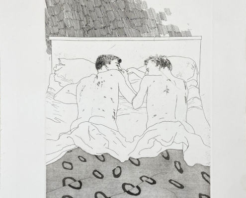 David Hockney | Illustrations for Fourteen Poems from C.P. Cavafy | Two Boys Aged 23 or 24 | 1966