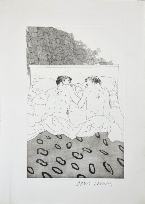 David Hockney | Illustrations for Fourteen Poems from C.P. Cavafy | Two Boys Aged 23 or 24 | 1966